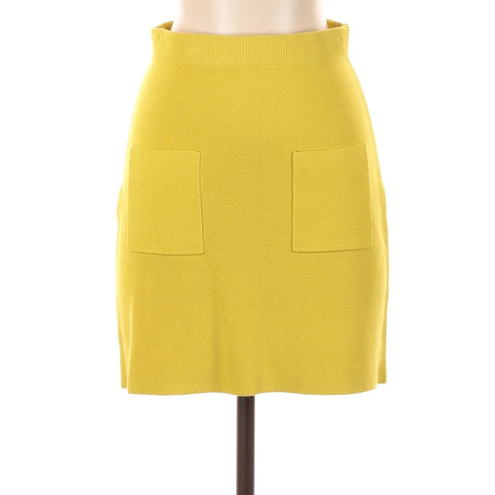 Flat White Yellow/Chartreuse Knit Mini Skirt NWOT